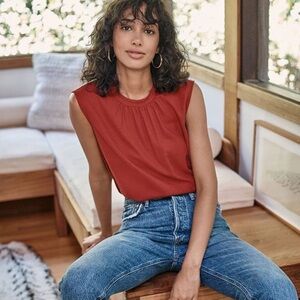 Amour Vert Nailah Silk Noil Blouse, red, size XS, UGC